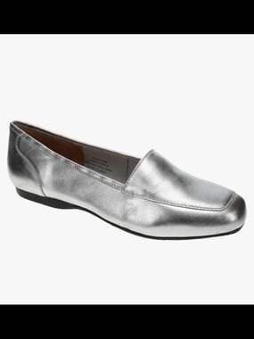 Array Metallic Leather Silver Women's Slip-On Loafer